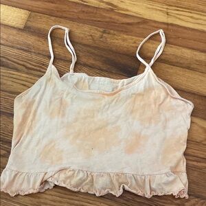American Eagle Outfitters Cream Ruffled Crop Camisole